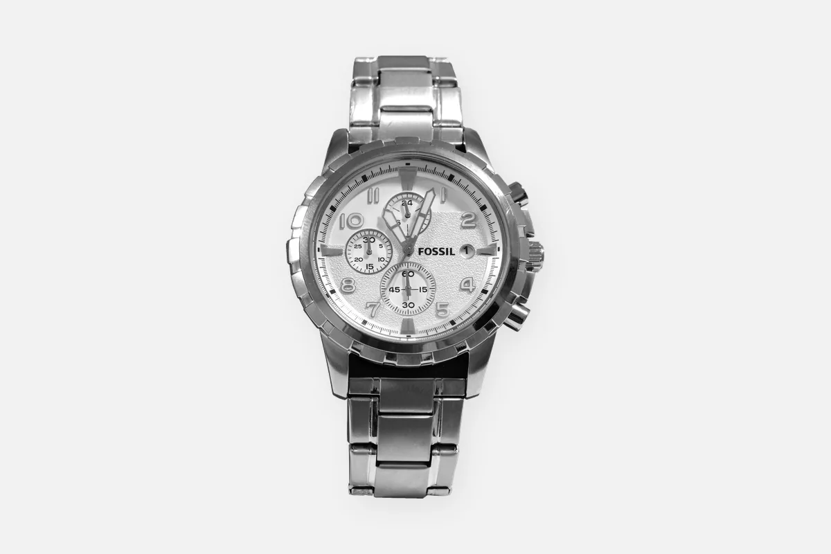 Fossil chronograph wristwatch on a steel bracelet